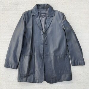 vintage Wilsons Leather black genuine leather blazer jacket Mens XL Tall Matrix